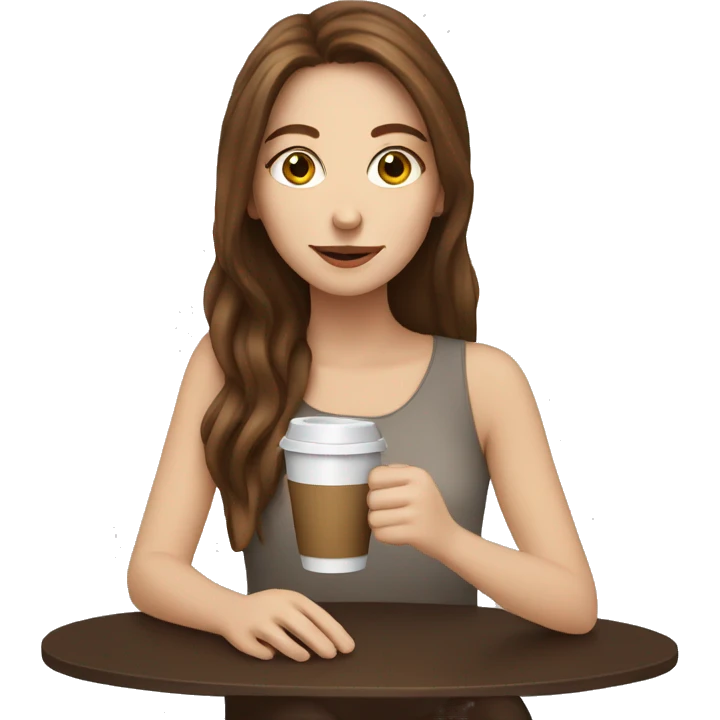 white girl with brown hair drinking coffee emoji
