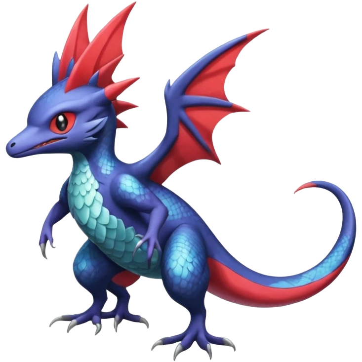 Shiny Noibat-Nargacuga-Salamence-Silvally-Fakémon-hybrid-creature (full body)  emoji