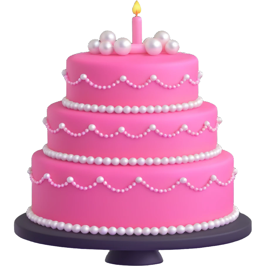 pink cake decorated with pearls emoji