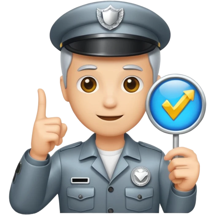 Holding a verified badge with government sign emoji