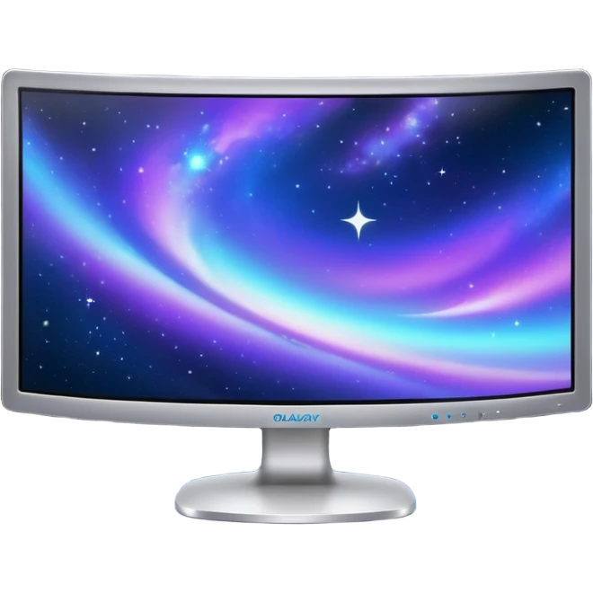 Create a curved monitor with galaxy on the screen emoji