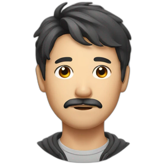 Asian man with mustache with short messy hairstyle emoji