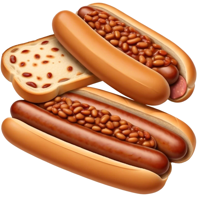 2 sausages with baked beans and a slice of bread emoji