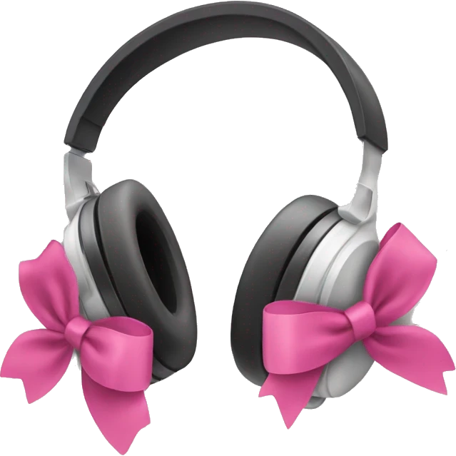headphones whit two pink bows emoji
