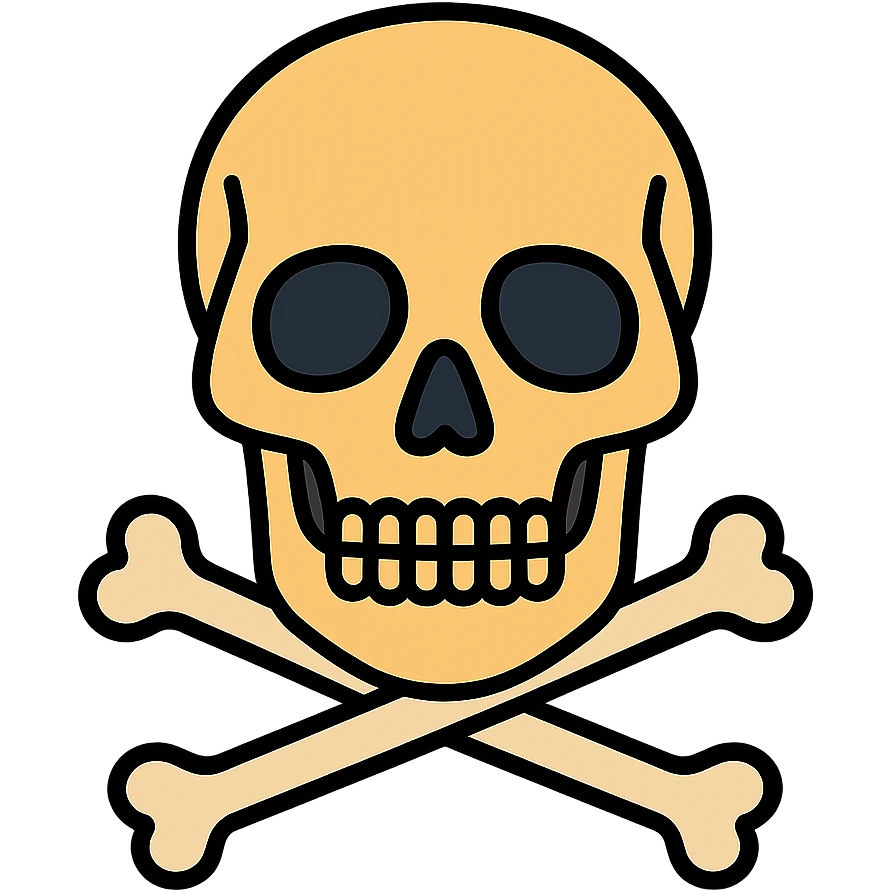Human skull, bones, front view emoji