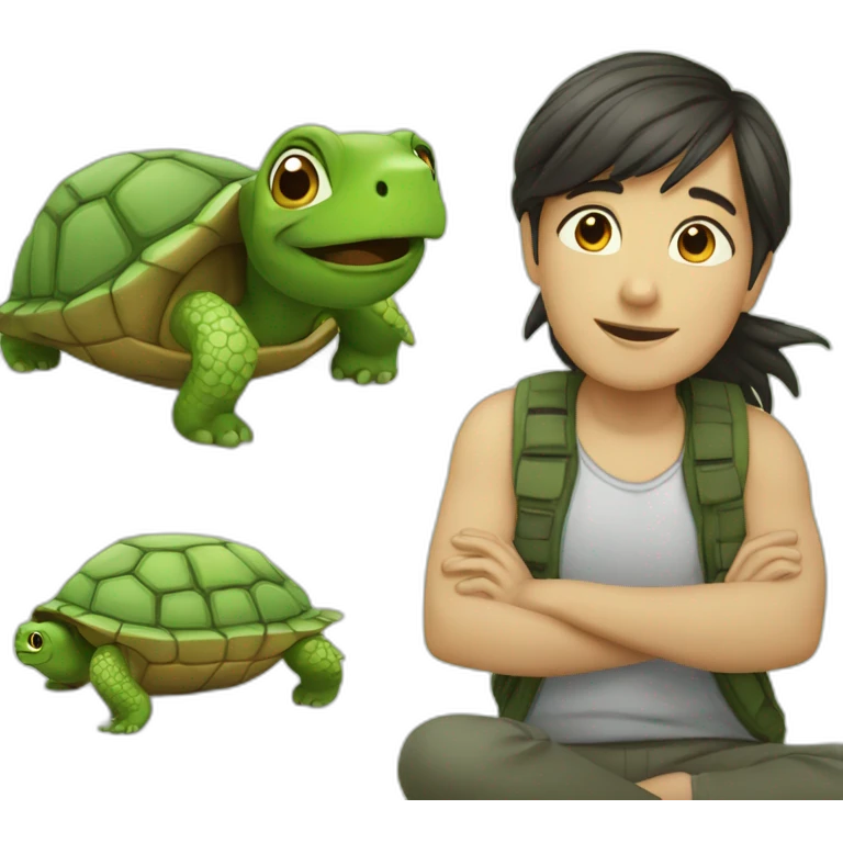 chat sur une tortue emoji