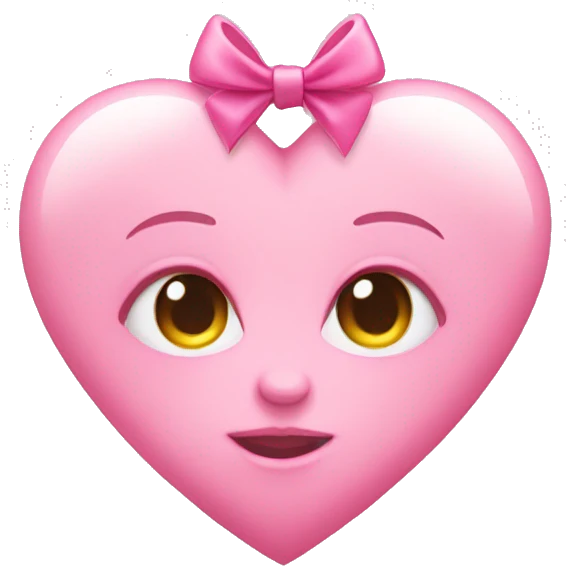 Baby pink colored heart with pink bows on it emoji