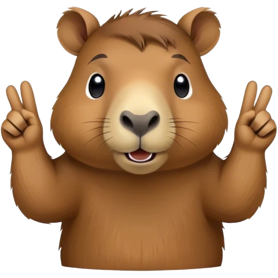 capybara doing a peace sign emoji