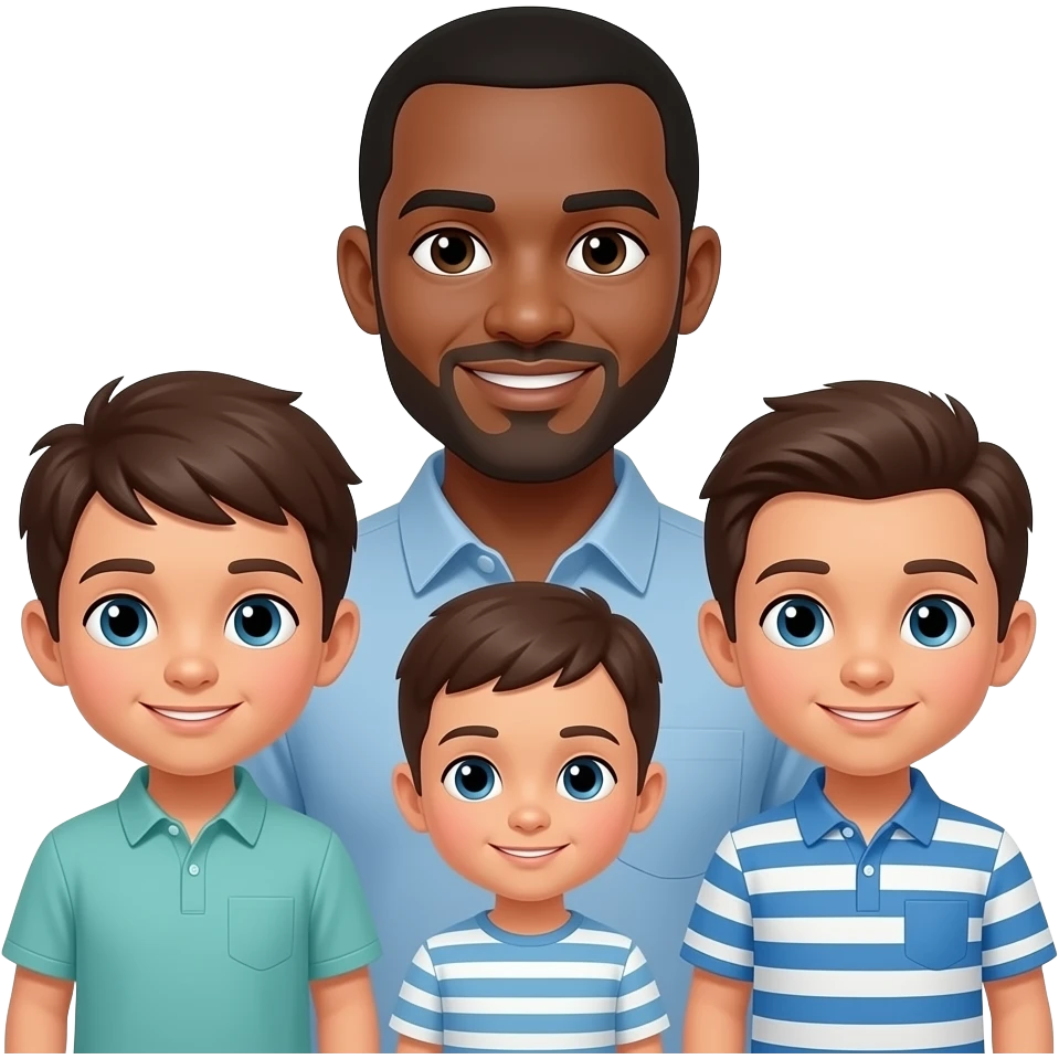 Family with 3 sons black father emoji