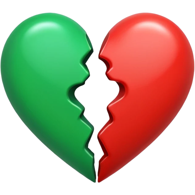 A green heart and black heart mixed together so black on one side and green on the other side emoji