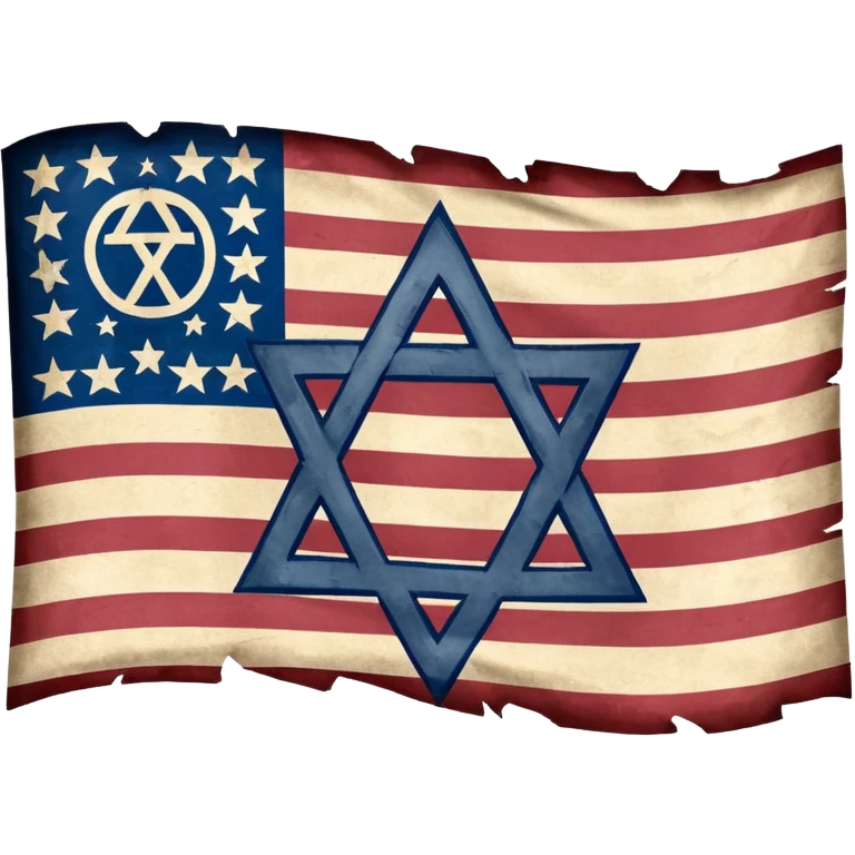 United States flag with a swastika symbol and star of david symbol on the flag emoji