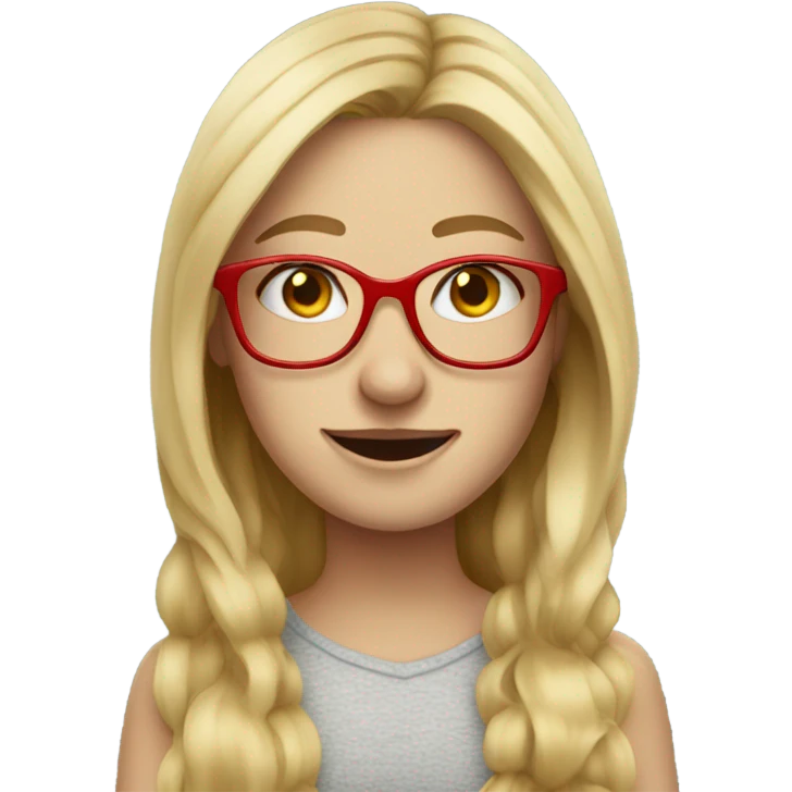 long blonde haired girl with freckles with RED glasses emoji