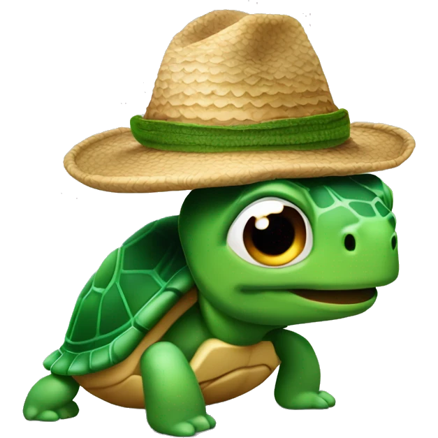 una caca montada en una tortuga con un gorro riéndose  emoji