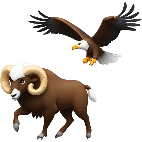 Eagle chasing a sad ram emoji