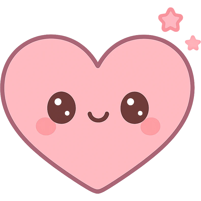 cute heart, kawaii style, soft, cheerful, simple emoji