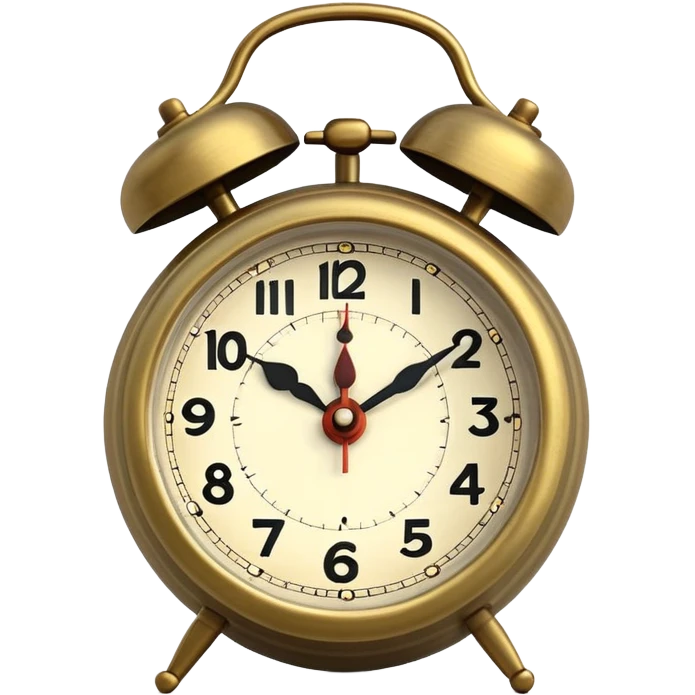vintage brass claymation alarm clock emoji