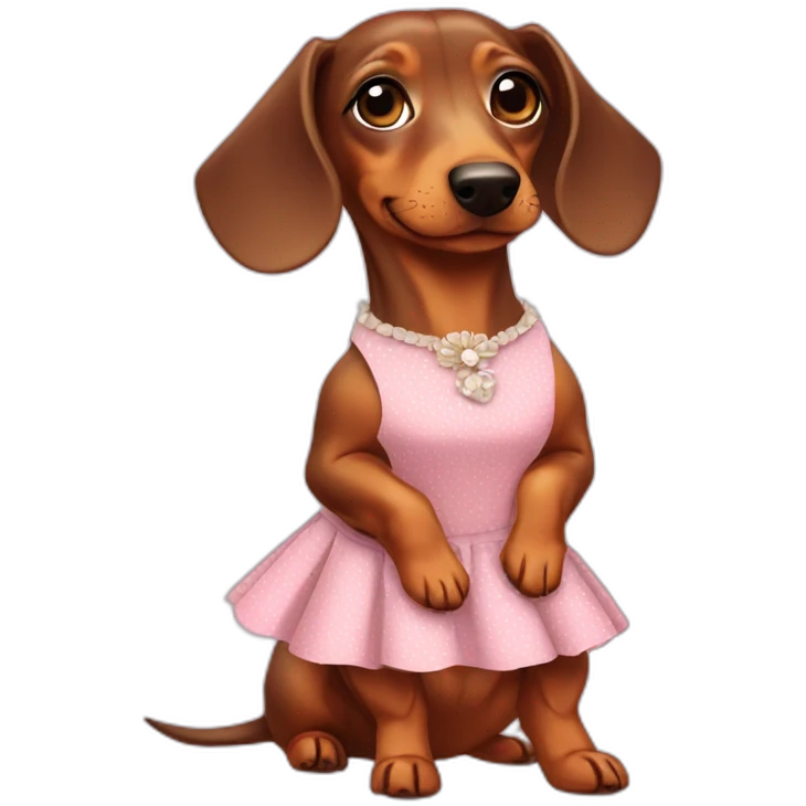 Lady Dachshund whith cute dress emoji