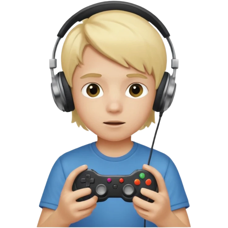 blonde kid with headphones holding game controller emoji
