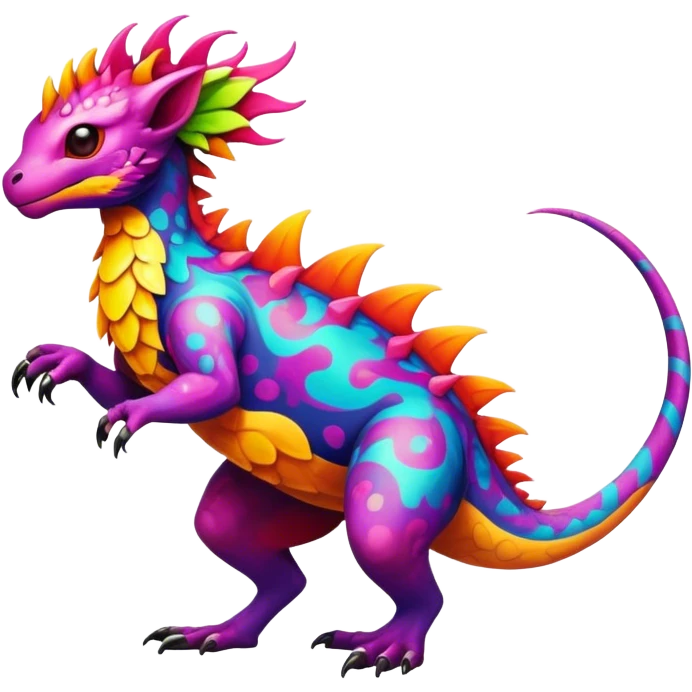 a vibrant colorful edgy vernid-fionbri-creature with splash patterns full body emoji