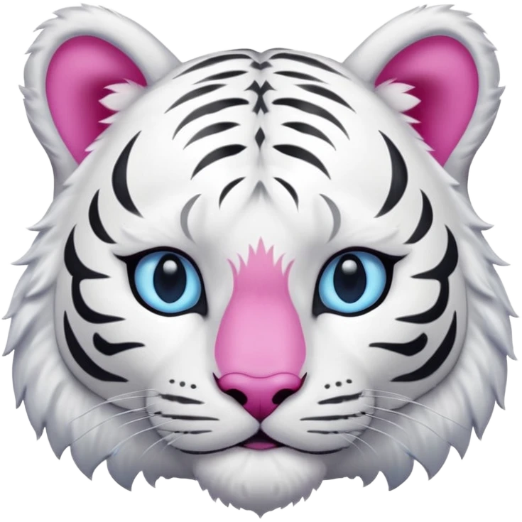 white tiger with blue eye, pink inner ears and nose emoji