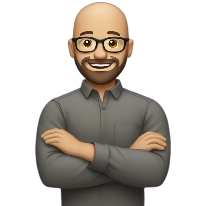 bald man with glasses and beard, rubbing hands and smiling emoji