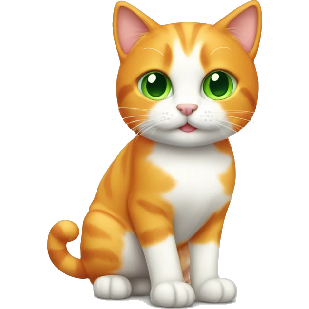 orange cat green eyes cute full body cat emoji