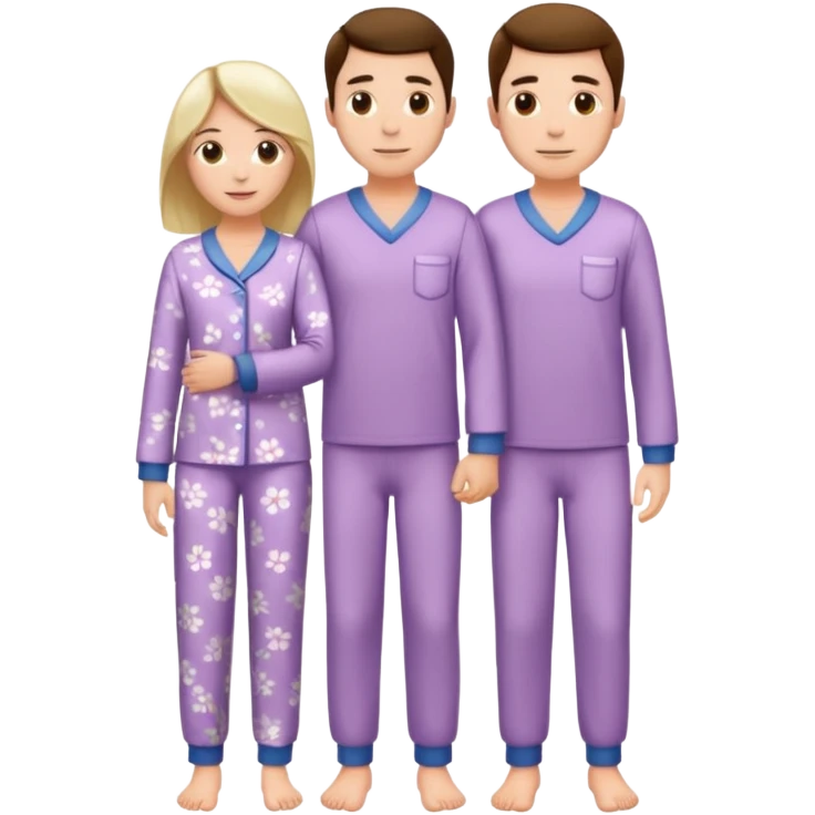 full-length couple in matching pajamas emoji