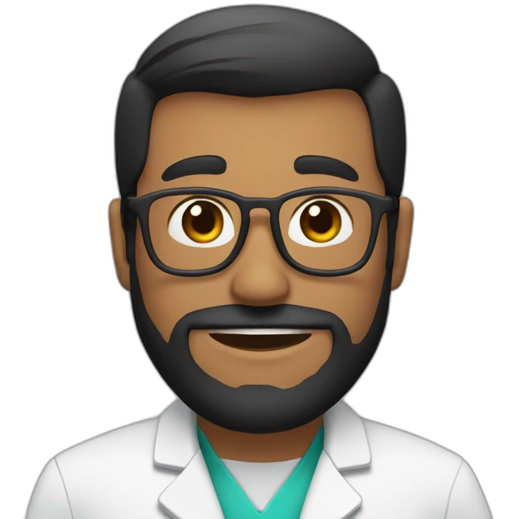 doctor brown beard smiles short black hair on the head emoji
