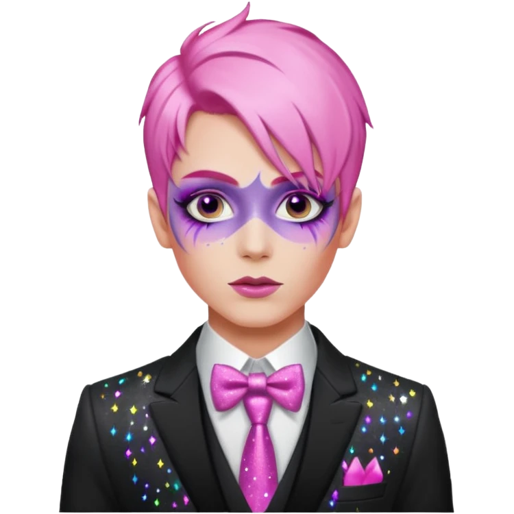 pink hair drag king fabulous makeup with glitter emoji