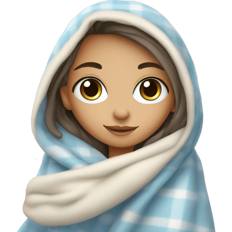 blue eyed cozy girl in a blanket emoji