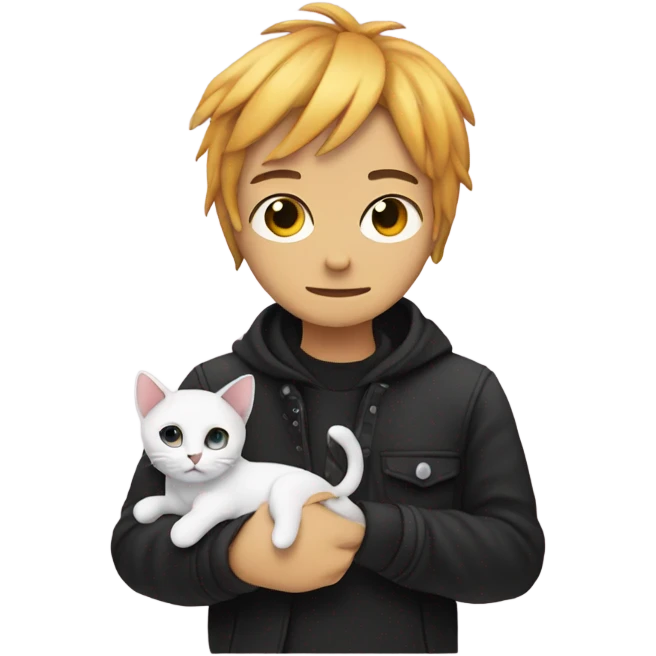 Emo emoji with cat in hand emoji