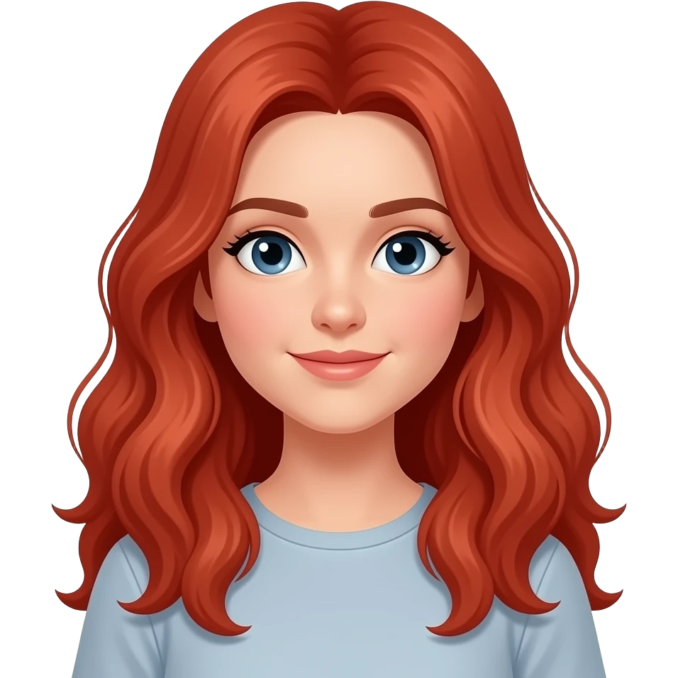 red very long haired with waves emoji