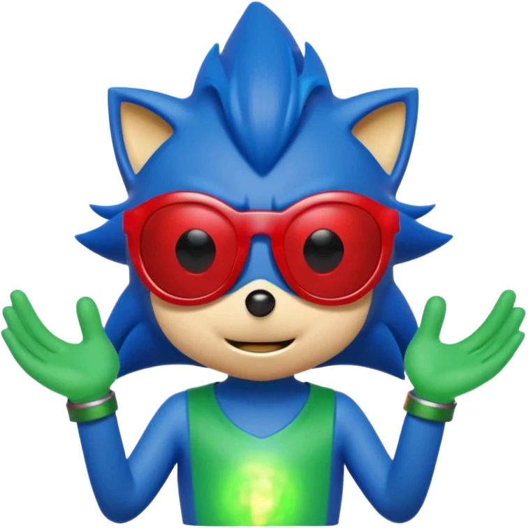 Red Sonic with Green Shades And Aura
 emoji