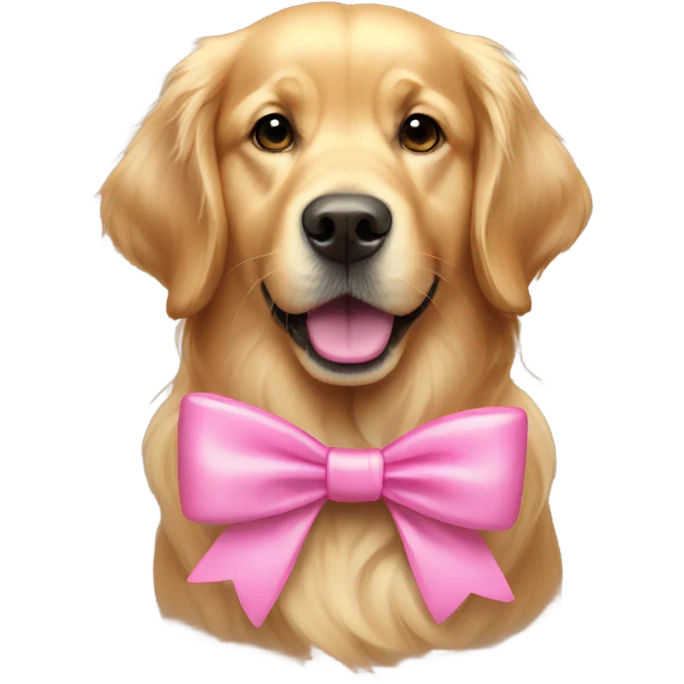 Golden retriever with pink bow emoji