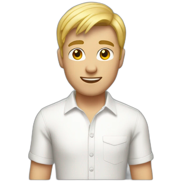 blond short hair man skinny slight stubble white shirt emoji