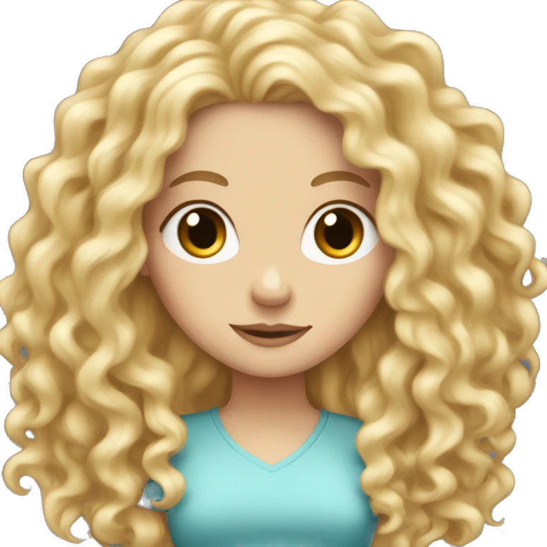 white girl with really curly very long blonde hair emoji