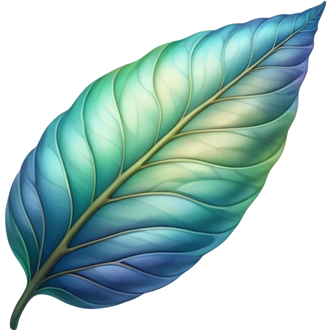 softly curled cocoon leaf, glowing aura, flowing textures, green-blue and earth tones emoji