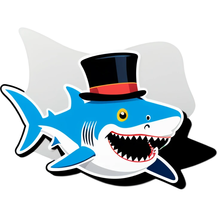Shark with a top hat emoji