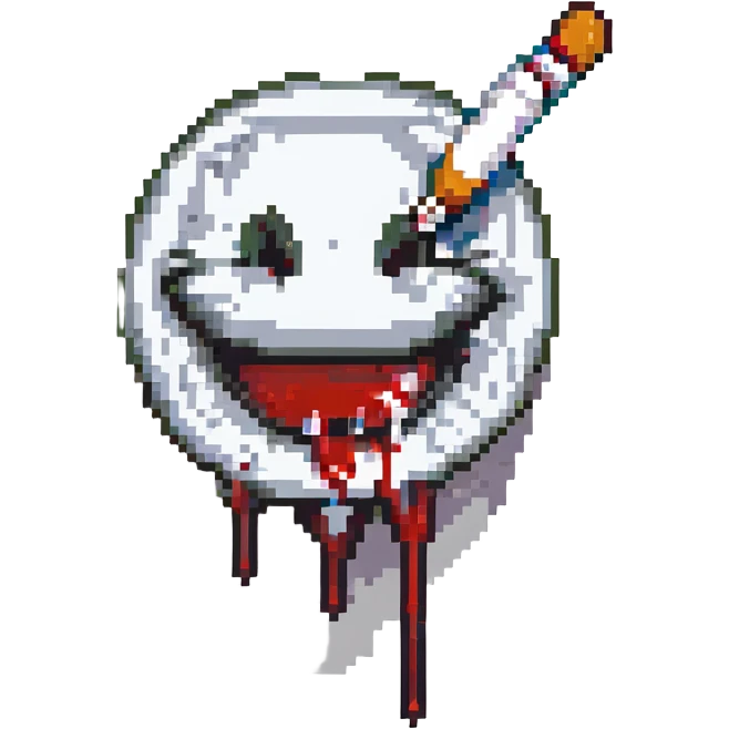 smiley face with blood and a cigarette emoji