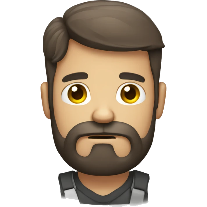 bearded man holding phone frowning emoji
