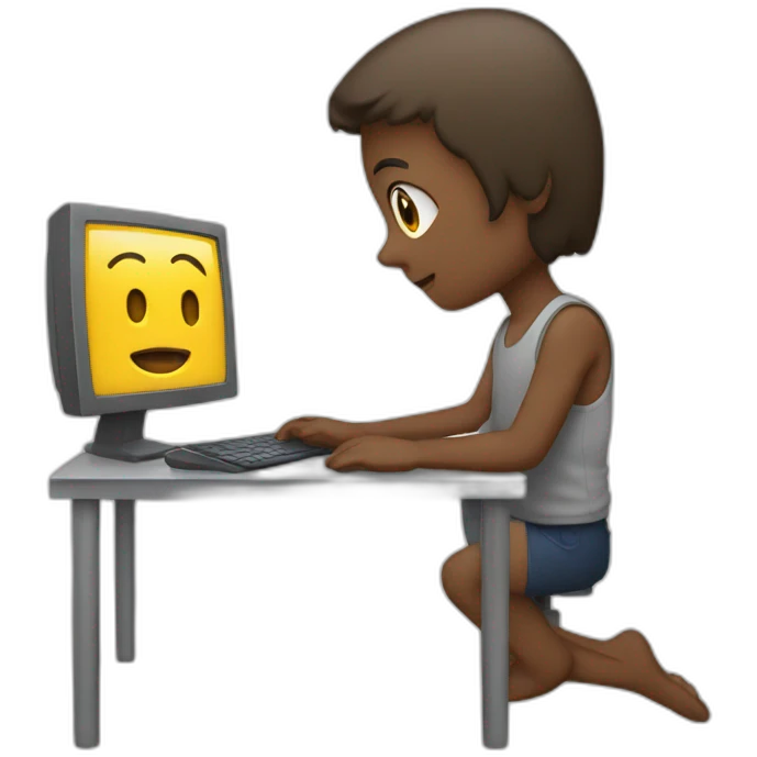 Behind a computer emoji