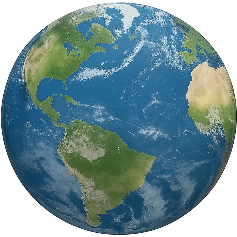 realistic earth globe with blue oceans and green continents, no background emoji