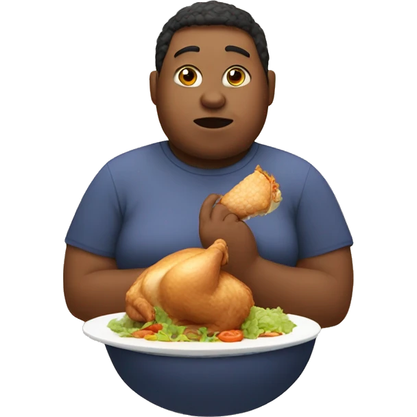 Fat person eating chicken emoji