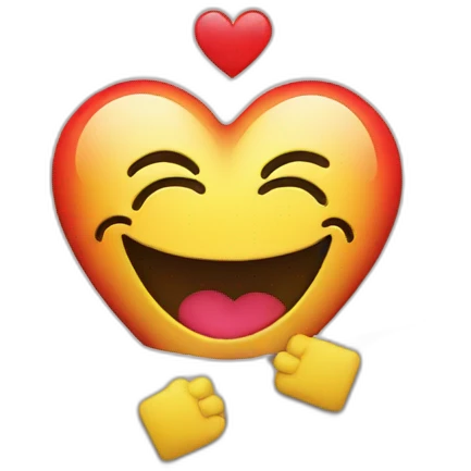 smiley behind laptop with a heart on back emoji