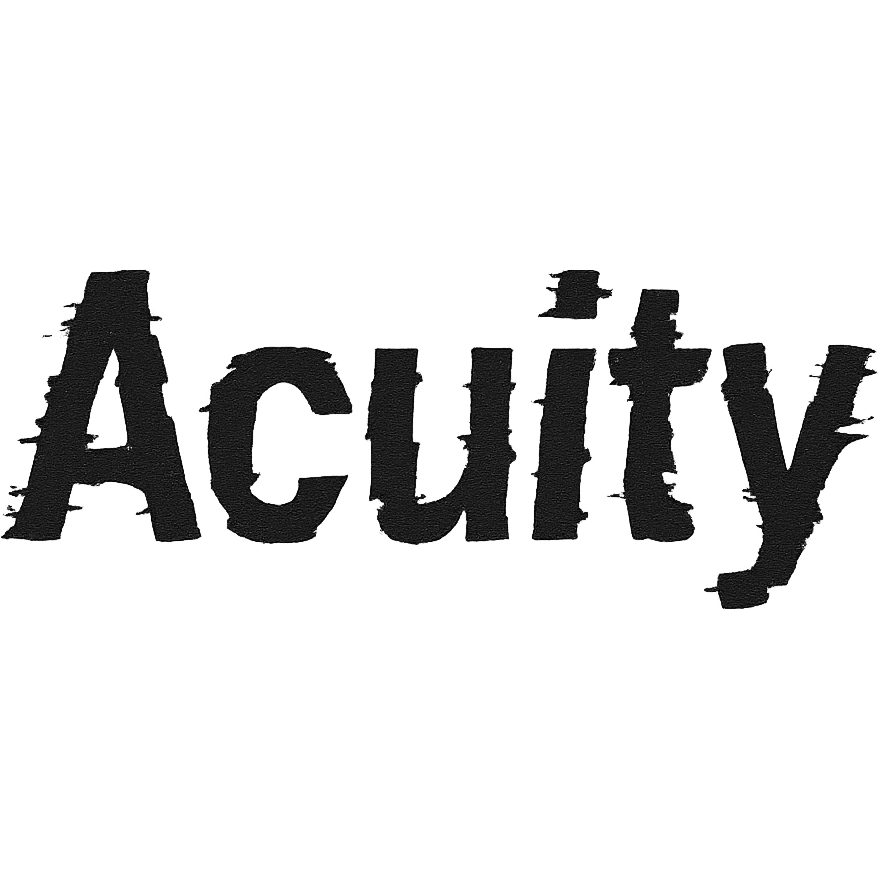 The word 'Acuity' in a distorted, broken, or glitched font, with no extra visuals or icons, just the corrupted malfunctioning text itself emoji