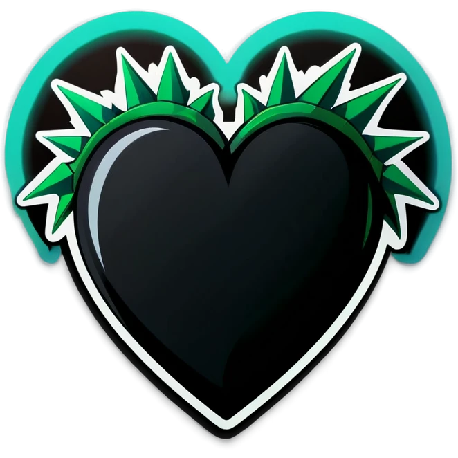 Black heart with green thorns holding it emoji