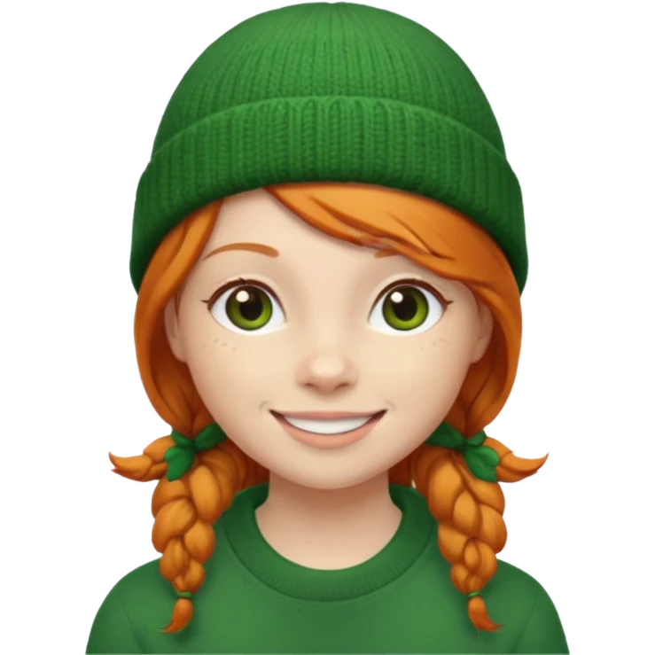  ginger girl with a green beanie emoji