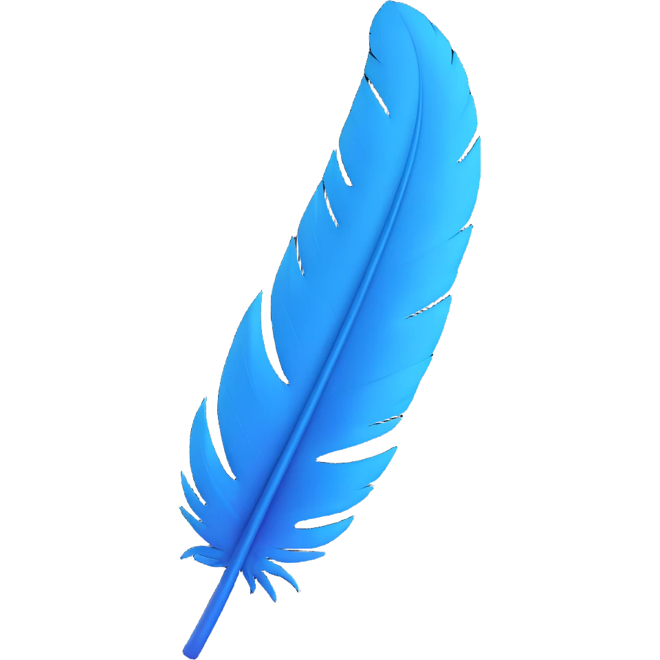 a single blue feather, simple and elegant emoji