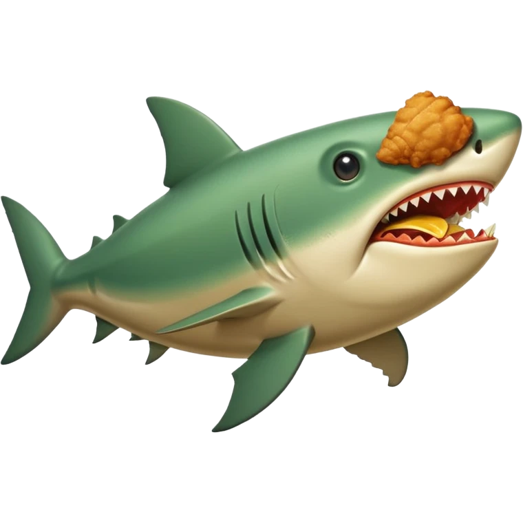 green shark with fried chicken leg in emoji