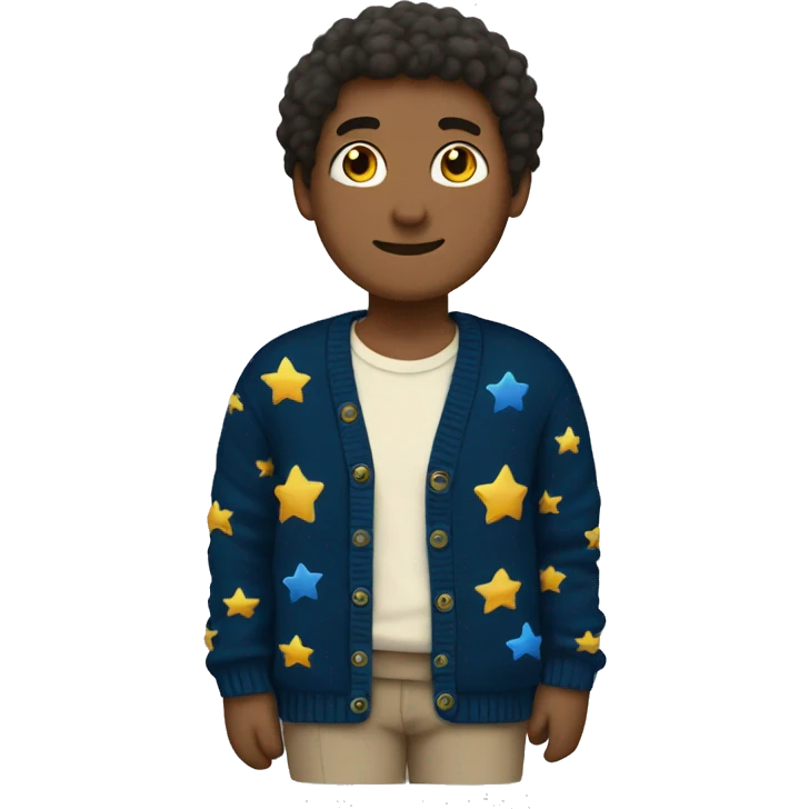 cardigan with stars on elbows of sleeves emoji